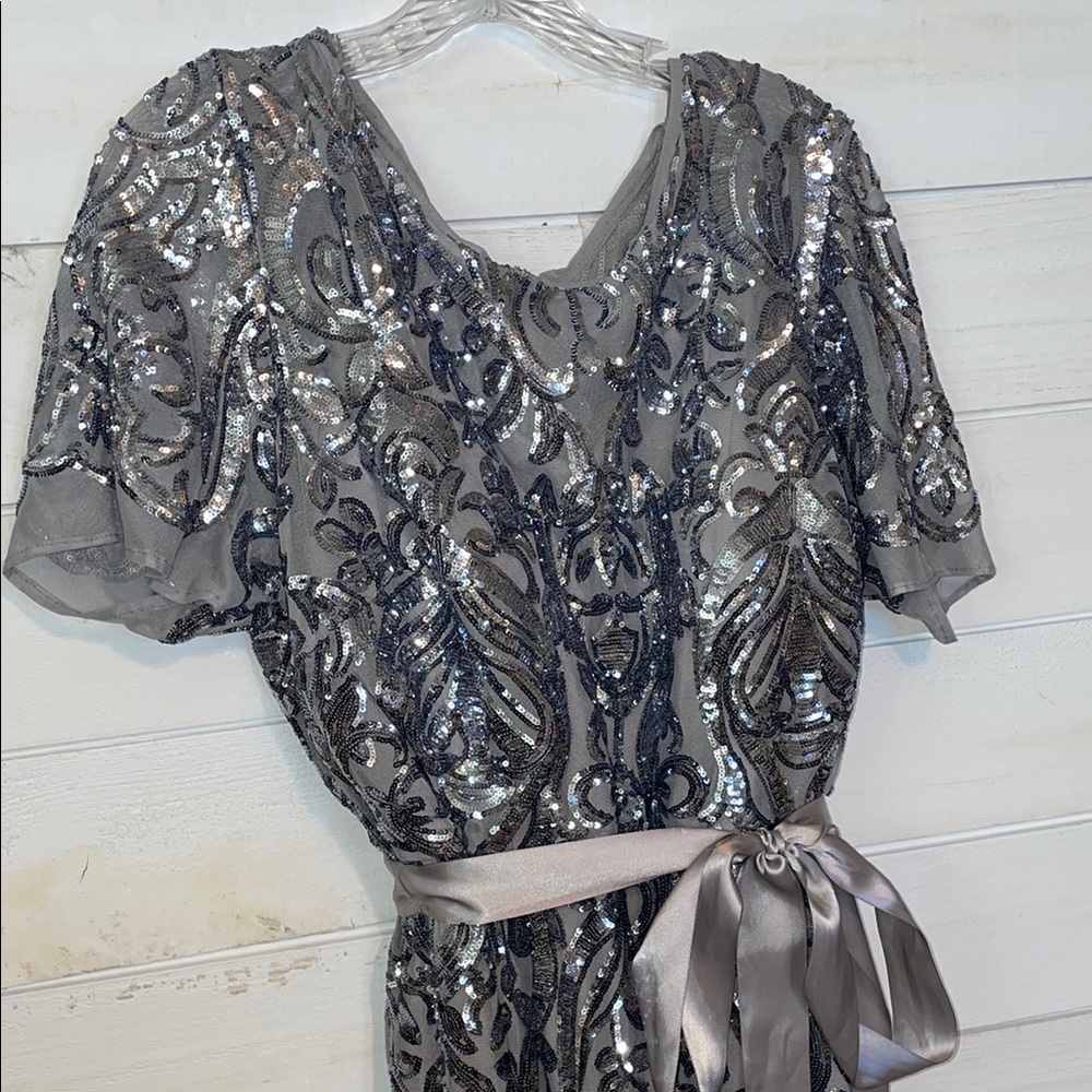 R & M Richard’s  Sequin Ribbon Tie Cocktail Dress - Picture 2 of 9